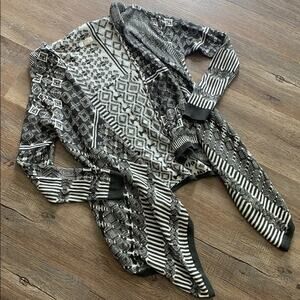 Sun & Shadow Aztec Open Front Cardigan Sweater S